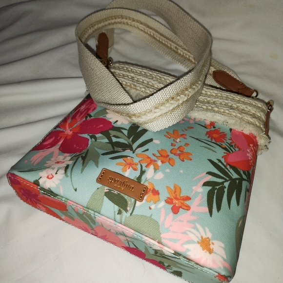 SPARTINA 449 SEA FOAM ALLJOY LANDING CROSSBODY , BRAIDED WOVEN, COTTON FRINGE - Picture 1 of 5